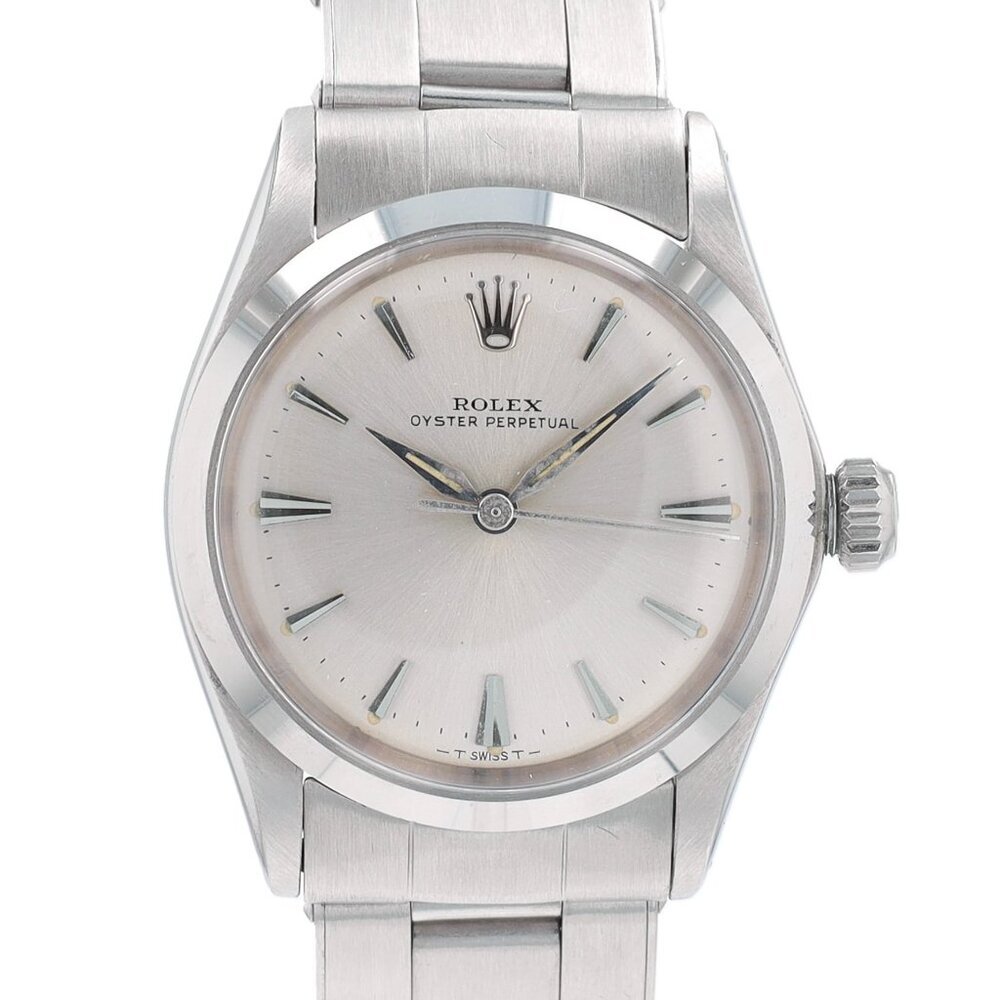 Rolex Oyster Perpetual 6548 31mm Silver Dauphine Index Dial Smooth Bezel Oyster